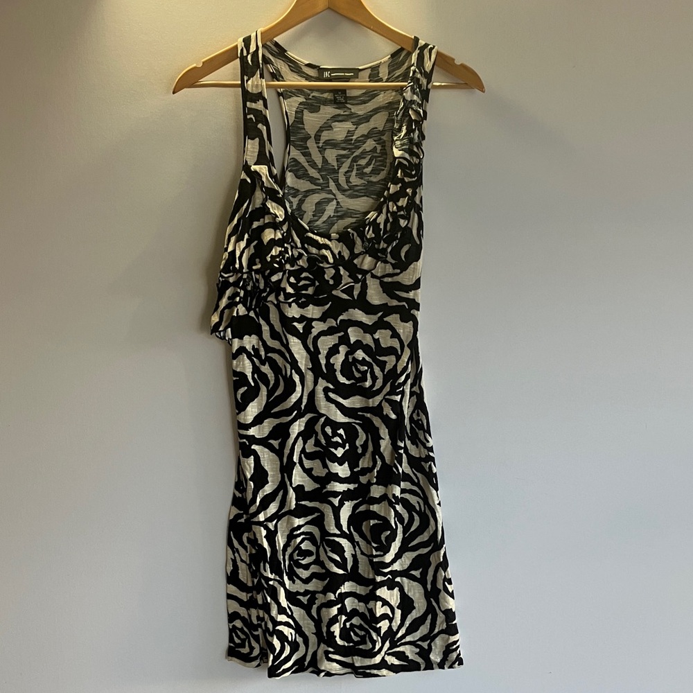 INC International Concepts One Shoulder Black and Cream Dress